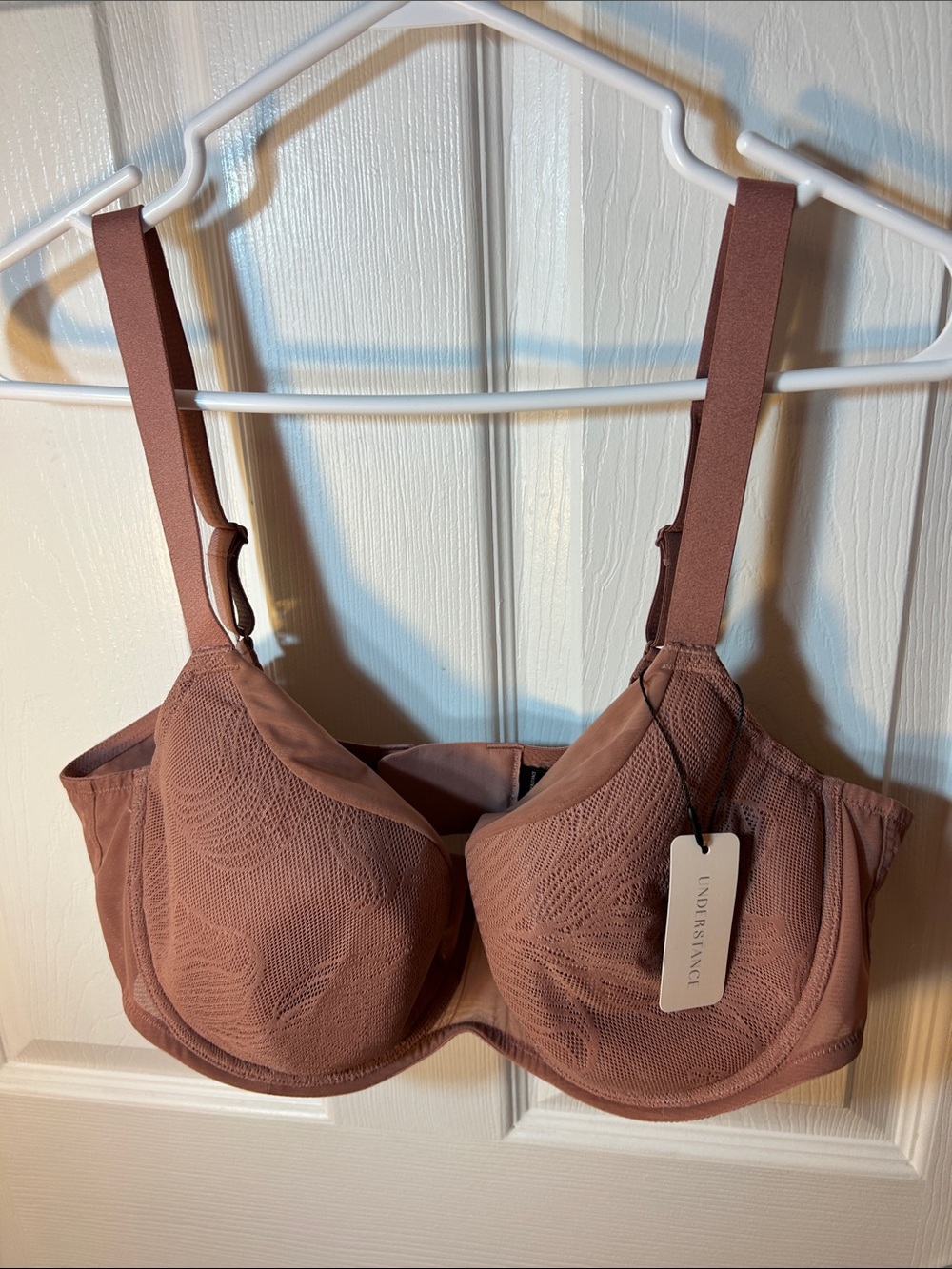 Understance Leslie Smooth Lace FlexWire Light Padded Demi Bra in Clay size 42DDD - Picture 4 of 6